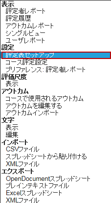 カテゴリおよび評定項目