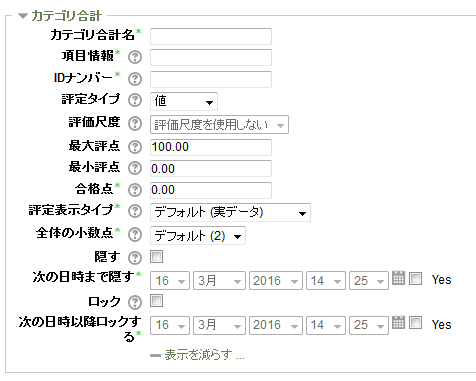 カテゴリおよび評定項目