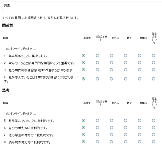 調査の表示例